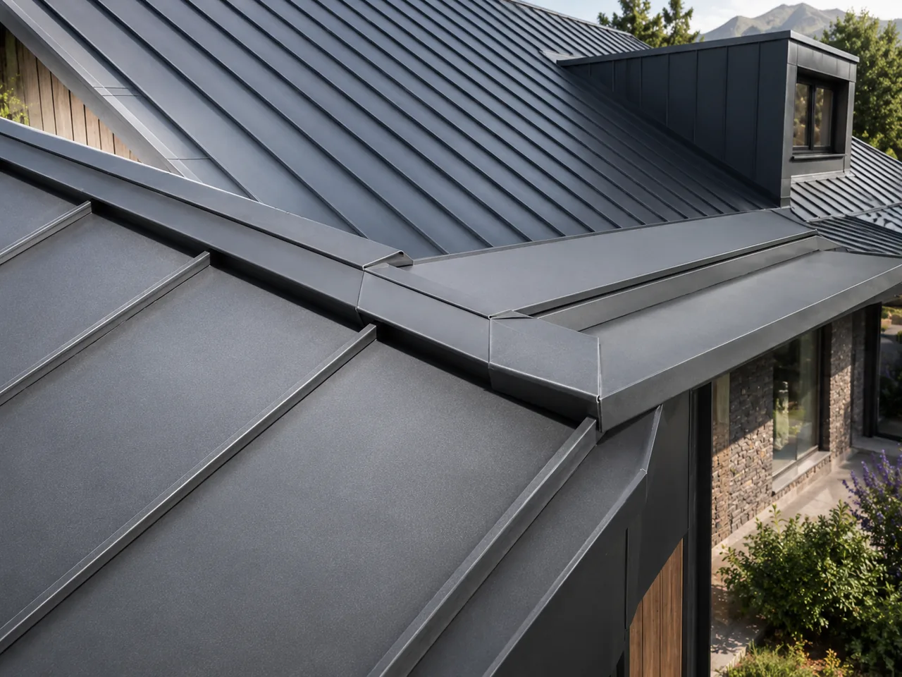 Ankara Metal Kenet Çatı Fiyatları için ankara metal kenet çatı uygulaması, modern koyu renk kenet panel çatı görünümü